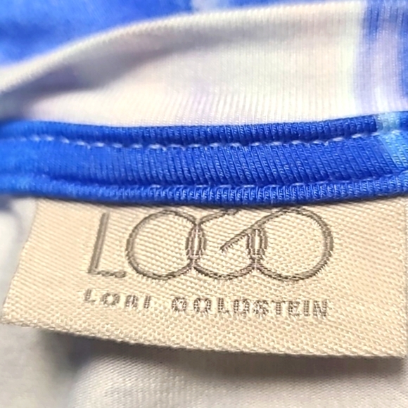 LOGO Blue & White Patterned Midi-Dress with Side Pockets, Size Large - Picture 9 of 11